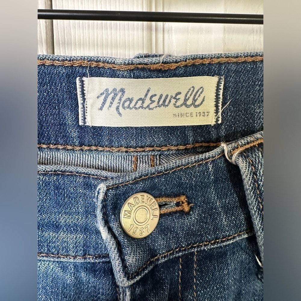Madewell Jeans Womens 28 Patchwork Slim BoyJean Straight Leg Distressed Dark - Picture 3 of 10